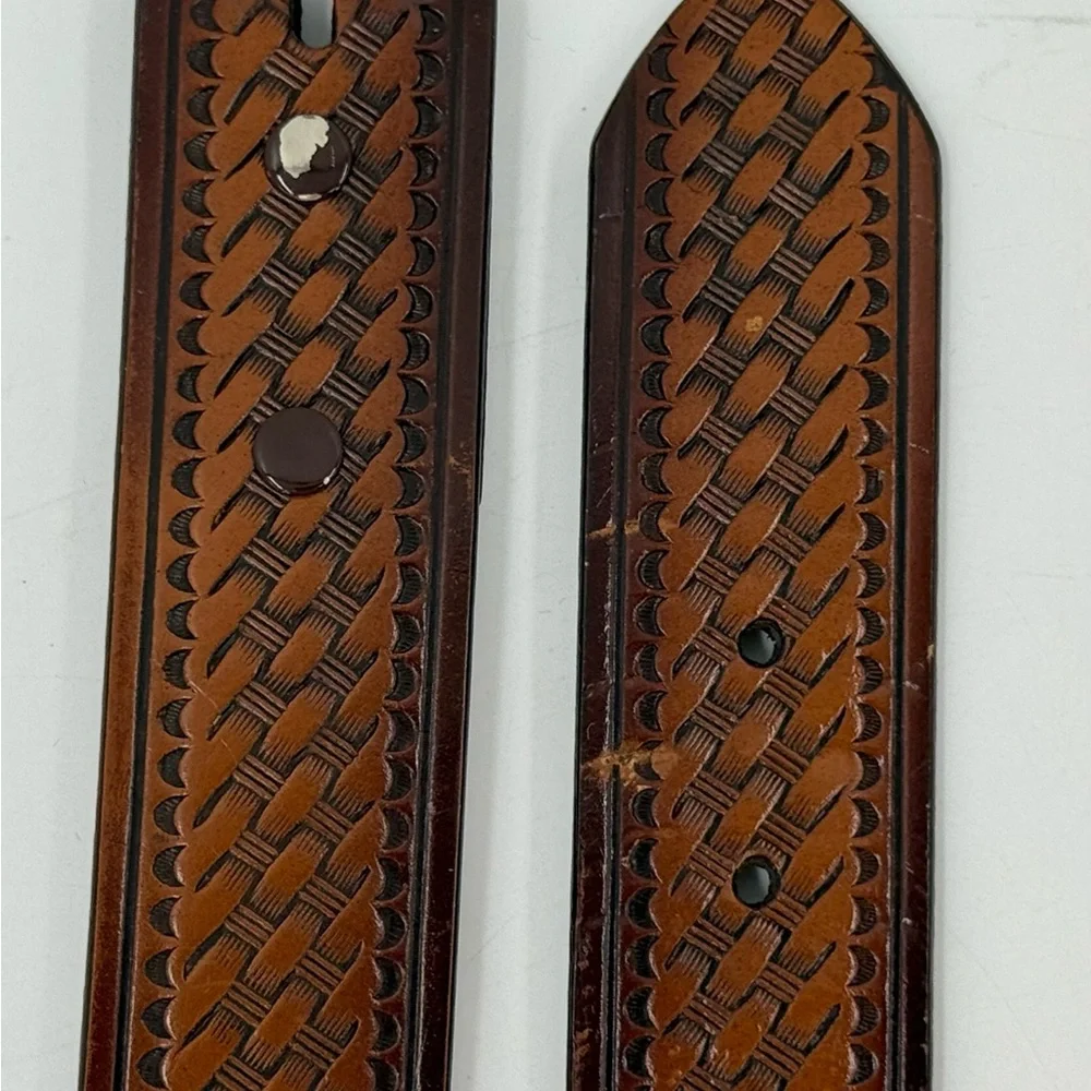 Hired Hand Leather Basket Weave Woven Design Belt Brown Men’s‎ 34 *NO BUCKLE*